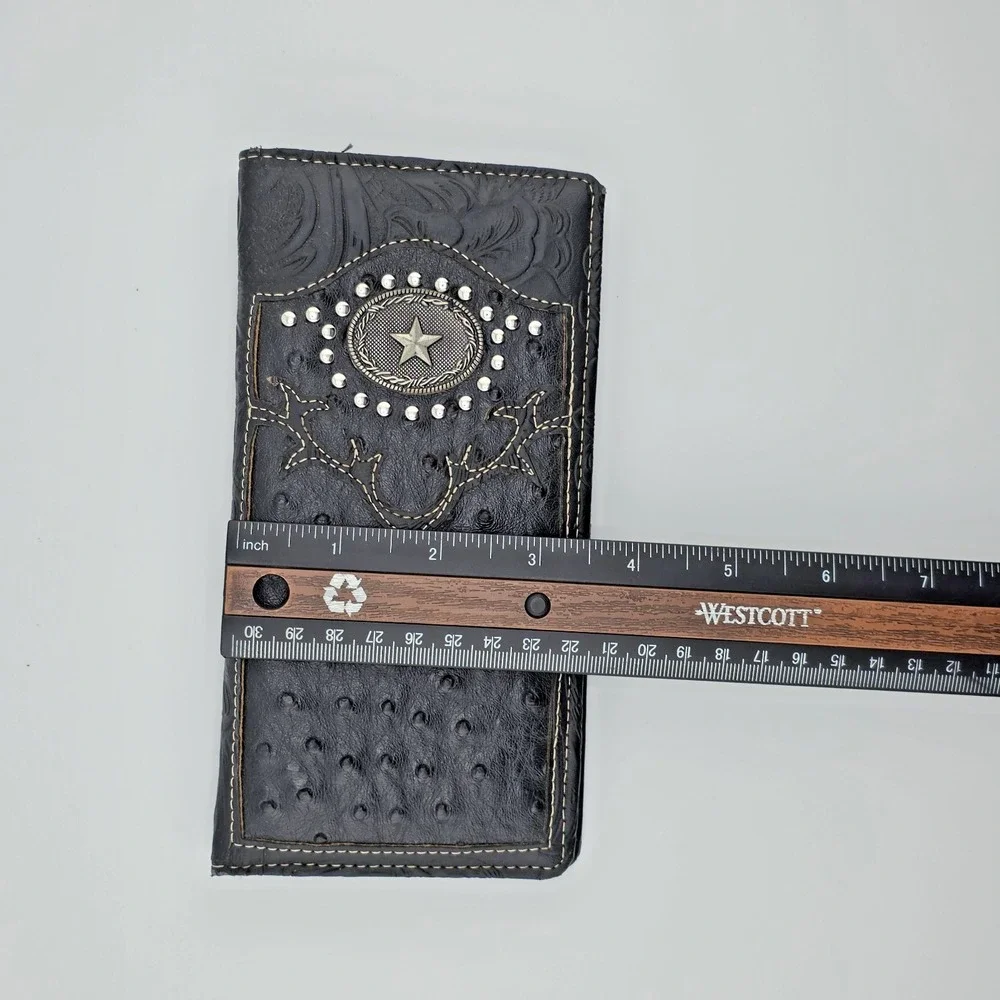 Lone Star Men's Wallet Western Bifold Check Book Style Black